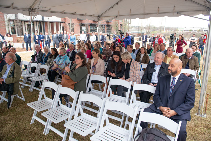 Attendees to the ground breaking of Riverfront Center